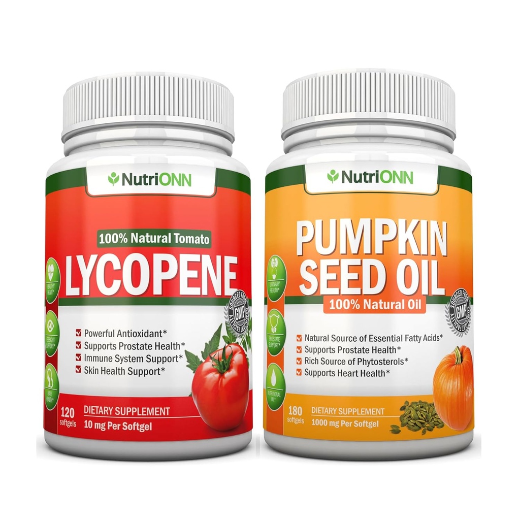 NutriONN Pumpkin Seed Oil Softgels Lycopene Caps Combo - Στοχευμένη υποστήριξη για την υγεία του προστάτη και των ούρων