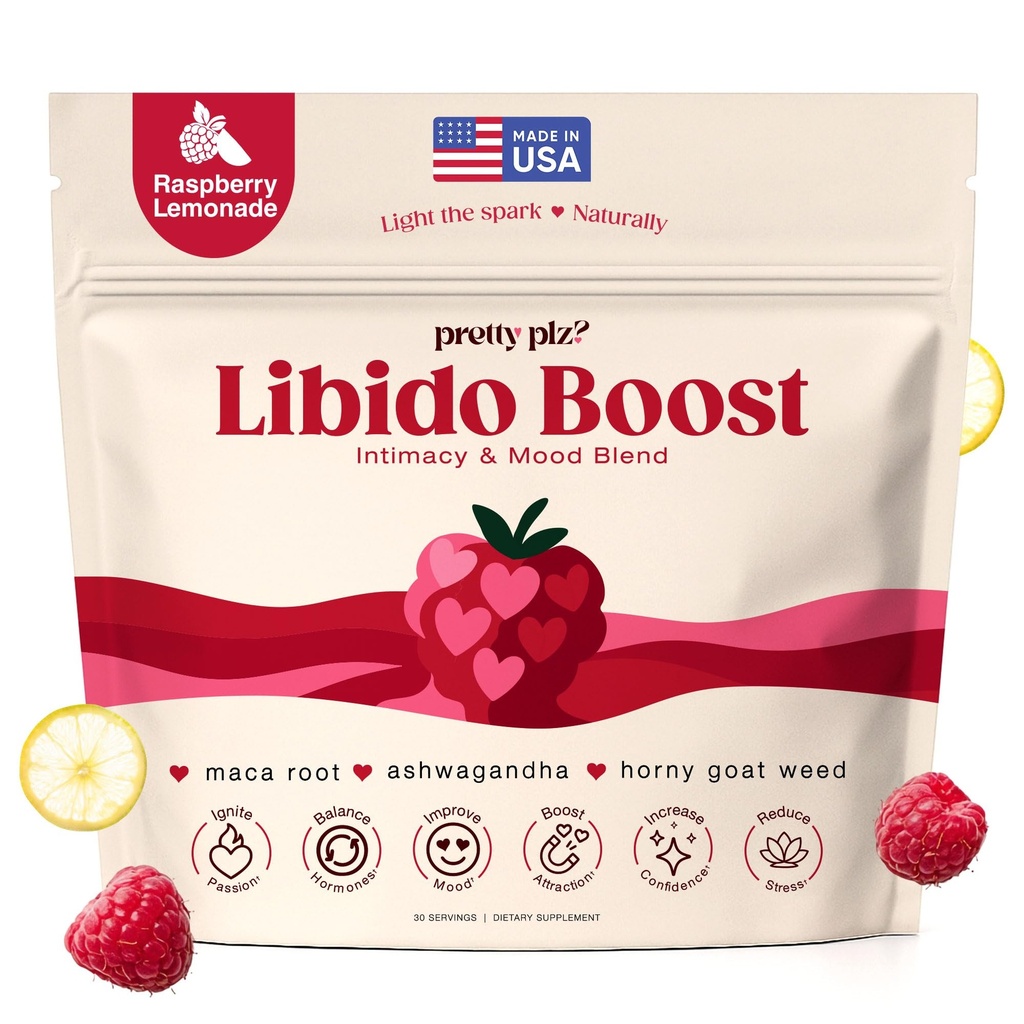 Female Libido Support for Women - Helps Hormone Balance, Desire & Mood - Powder Drink with Ashwagandha, Maca, L-Theanine, L-Arginine & Horny Goat Weed - Raspberry Lemonade - 30 Day Supply