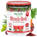 MacroLife Naturals Miracle Reds Superfood Supplement Κόνις Αντιοξειδωτικά Ένζυμα Πολυφαινολών Προβιοτικά - Ακατέργαστα μη ΓΤΟ Βιργίλιο Γλουτένη & Γαλακτοκομικά Χωρίς - 30oz (90 Servings) 30oz