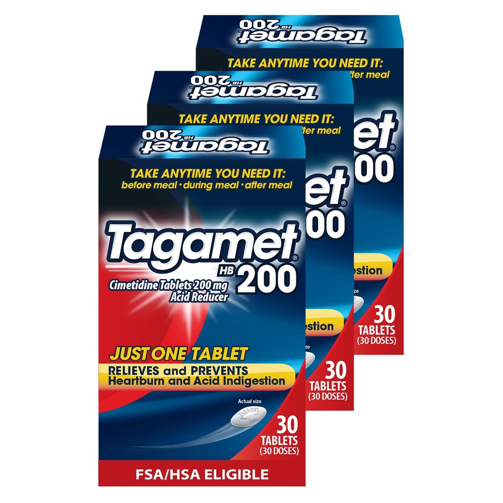 Tagamet Acid Reducer, Cimetidine 200mg, 30 Tablets, 3 Pack