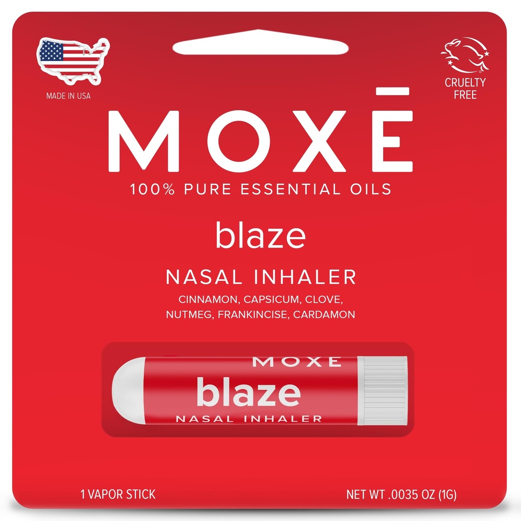 MOXE Blaze Nasal Stick | Calming Comfort + Mental Balance | Thieves Oil Inhaler Provides Soothing Spicy Sensation | Aromatherapy Inhaler with 100% Pure Essential Oils, Frankincense (1 Pack)