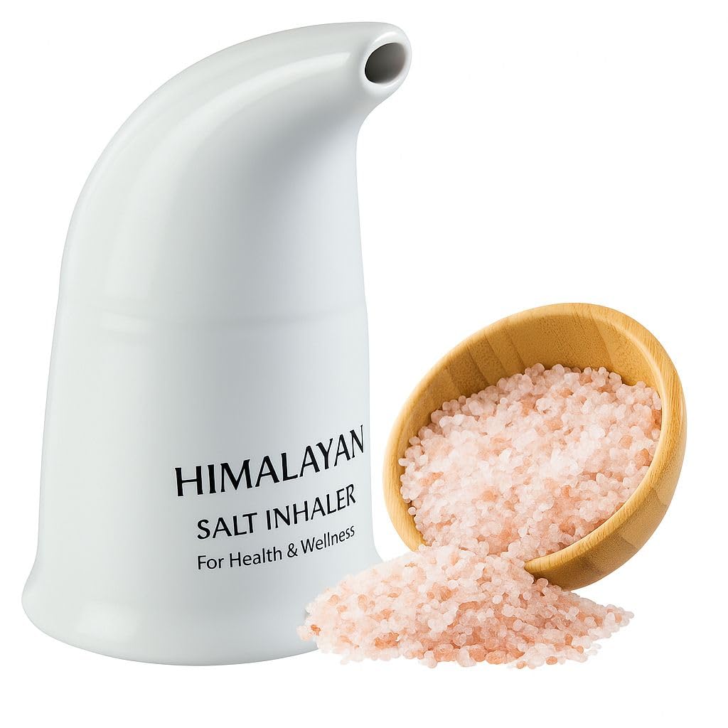 Himalayan Salt Inhaler, Handcrafted Ceramic Body with Granular Salt. Handheld Design for Personal use.