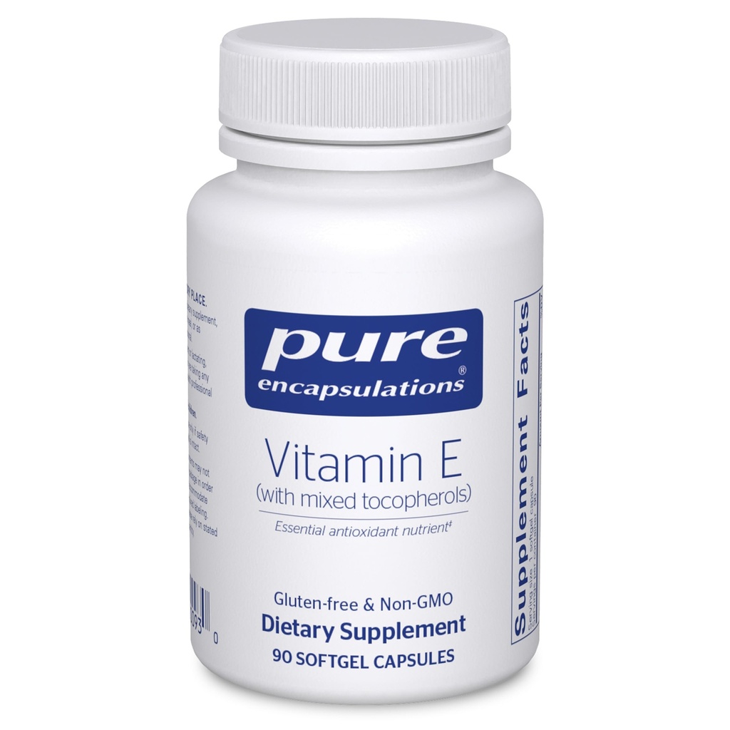 Pure Encapsulations Vitamin E (with Mixed Tocopherols) - Antioxidant Protection & Cellular Function - Contains Mixed Tocopherols - Non-GMO - 90 Softgel Capsules