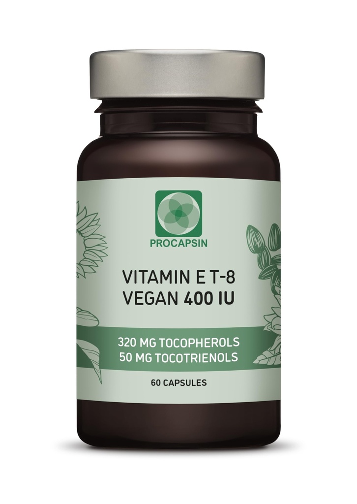Vitamin E Capsules 400 IU | All 8 Forms — Alpha Tocopherol, Mixed Tocopherols & Tocotrienols | Vegan Supplement | PAH-Free | Skin & Immune Health | 60 Count