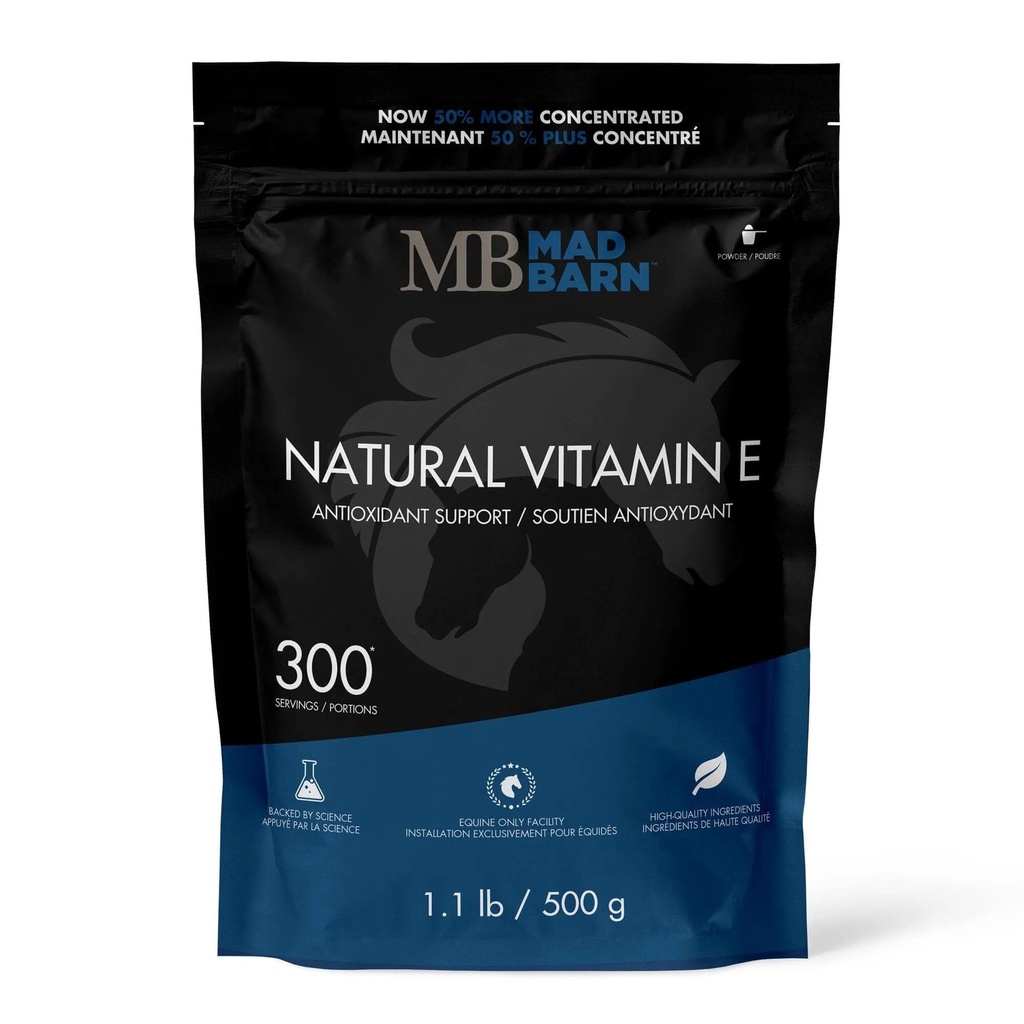 Mad Barn - Equine Vitamin E 500g | Pure D-Alpha-tocopheryl Supplement | Optimal Antioxidant Protection | Horse Health Supplement