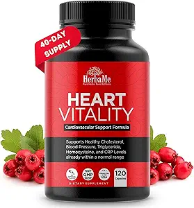 Heart Support and Blood Flow Supplement, 120 Capsules, Supports Cardiovascular Health, Healthy Cholesterol, Triglyceride, Homocysteine, CRP Levels | Boost Naturally Circulatory Function
