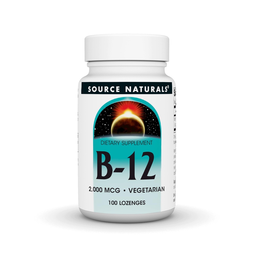 Πηγή Naturals Βιταμίνη B-12, 2000 mcg Υποστηρίζει την παραγωγή ενέργειας - 100 Lozenges