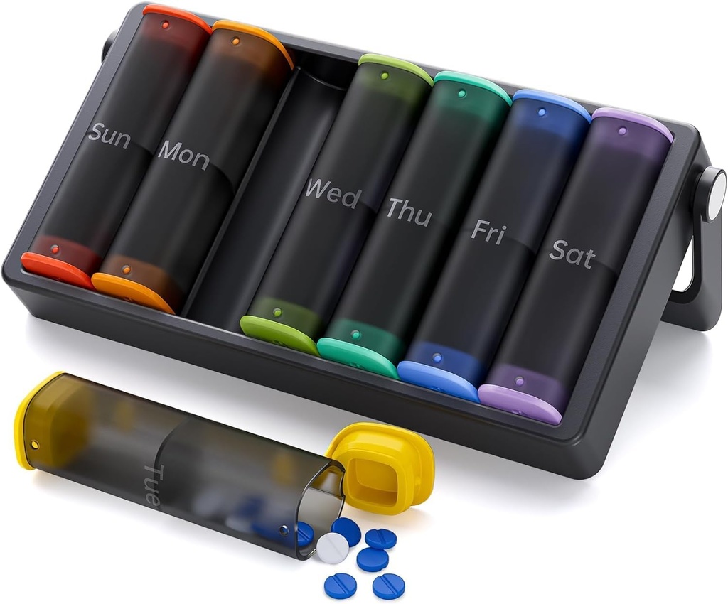 Weekly Pill Organizer 1 φορά την ημέρα (μαύρο) και Weekly Pill Organizer 2 φορές την ημέρα (διαφανές-μαύρο)
