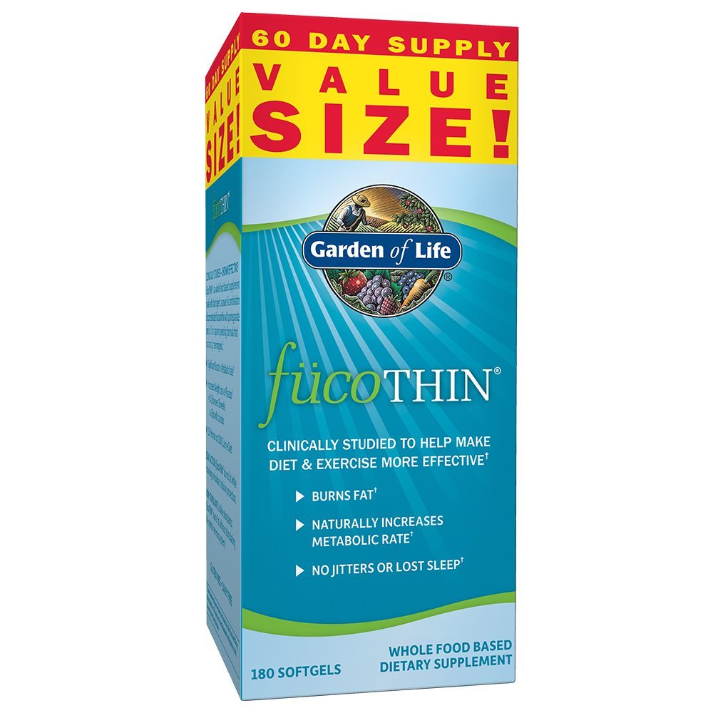 Garden of Life fucoTHIN Fucoxanthin Weight Loss Pills – Whole Food Diet Pill with Brown Seaweed and Pomegranate Seed Oil for Natural Weight Management, Non‑Stimulant Dietary Supplement, 180 Softgels