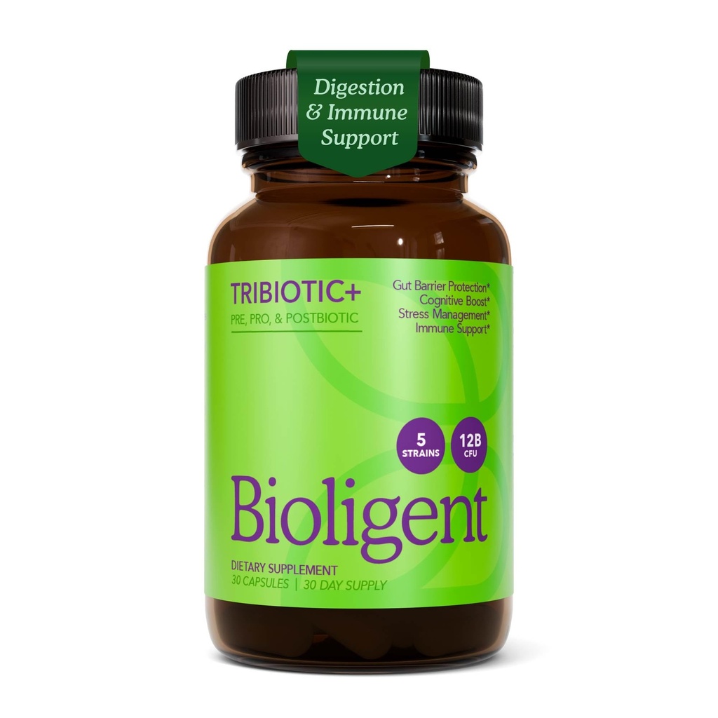 Tribiotic+ Prebiotic, Probiotic and Postbiotic Supplement for Women & Men, Gut Health, Immune Support, Bloating Relief, Daily Microbiome and Digestive Support, 30 Capsules, 30 Day Supply