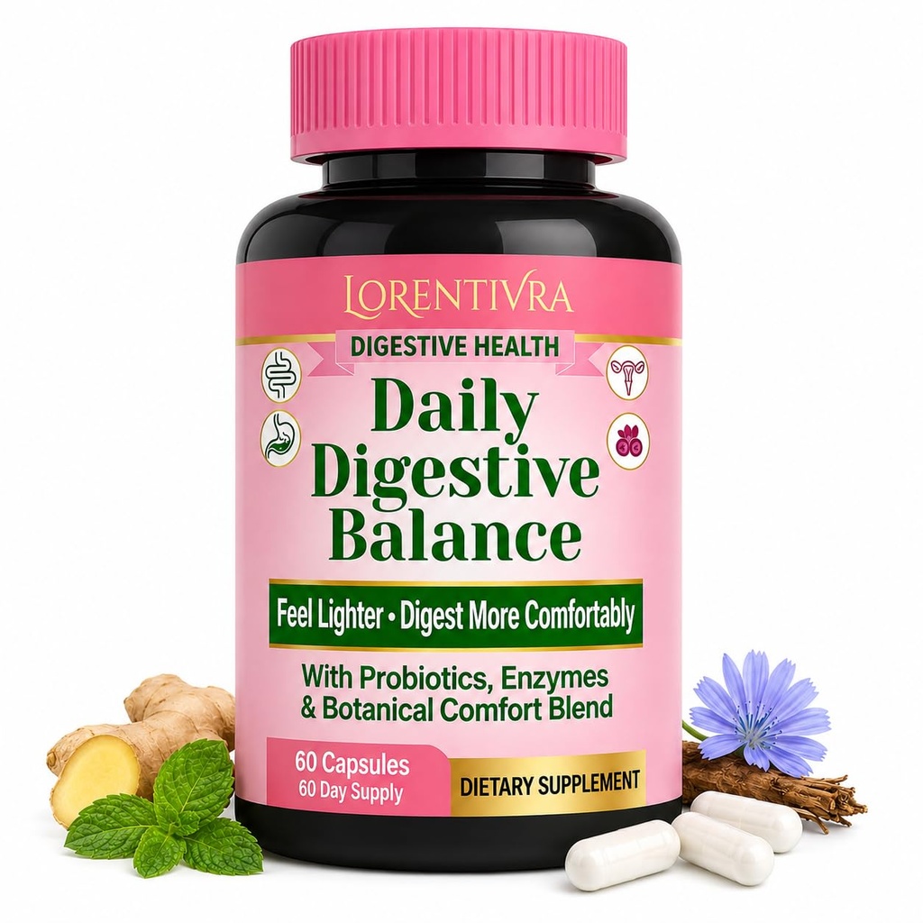 Daily Gut Health Supplement, 13 Digestive Enzymes, Prebiotics, Probiotics & Magnesium Complex, Support Whole Body Digestive Wellness & Gut Balance, Shelf Stable, 60 Capsules