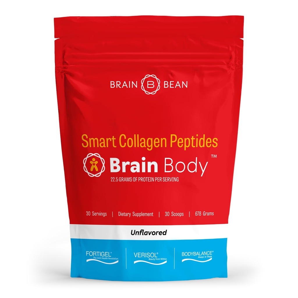 Brain Body Collage Peptides σε σκόνη - Vital Protein & Collagen συμπλήρωμα για γυναίκες & άνδρες - Hydrolyzed Τύπου I & III για τα μαλλιά, το δέρμα, τα νύχια και την κοινή υγεία - 30 Σερβίρεις - Χωρίς γεύση - 678g