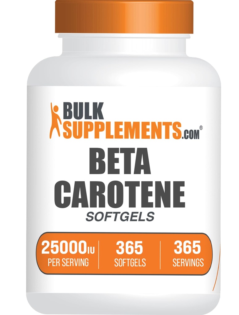 BulkSupplements.com Beta Carotene 25000 IU Softgels - συμπλήρωμα βιταμίνης Α, συμπληρώματα βήτα καροτενίου - για υποστήριξη ματιών, χωρίς γλουτένη, 1 Softgel ανά υπηρεσία, 365 Count (πακέτο του 1)