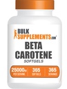 BulkSupplements.com Beta Carotene 25000 IU Softgels - συμπλήρωμα βιταμίνης Α, συμπληρώματα βήτα καροτενίου - για υποστήριξη ματιών, χωρίς γλουτένη, 1 Softgel ανά υπηρεσία, 365 Count (πακέτο του 1)