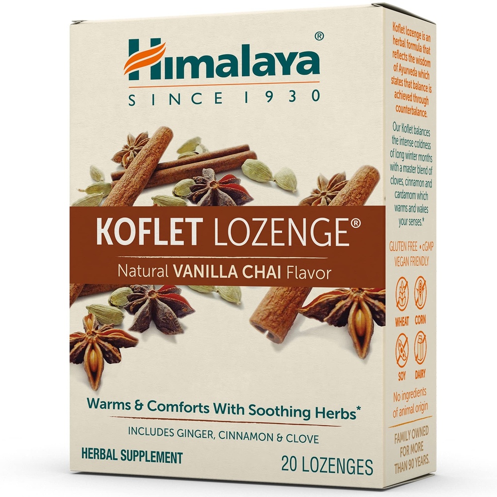 Himalaya Koflet Lozenges,Natural Herbal Cough Drop for Warming Relief and Soothing Throat Comfort (1-Pack, Vanilla Chai)
