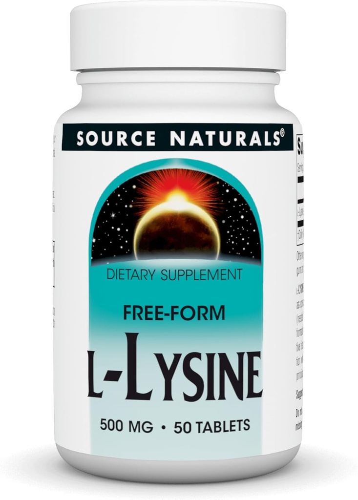 Source Naturals L- Lysine Free Form -Amino Acid Supplement Υποστηρίζει το Σχηματισμό Ενέργειας & Κολλαγόνο * - 500 mg- 50 δισκία