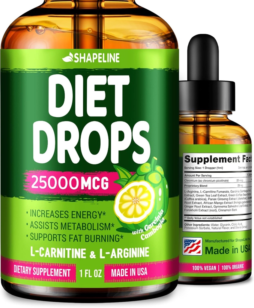 Diet Drops - Ορεκτικό Καταπραϋντικό για γυναίκες και άνδρες - Made in The USA - Φυσικό Αναμνηστικό Μεταβολισμού - Σταγόνα Διατροφής με Garcinia Cambogia 1 FL Oz