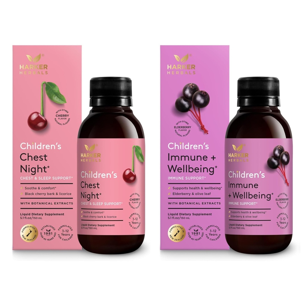 Children's Chest Night & Children's Immune & Wellbeing, for Overall Health & Wellbeing and Throat Comfort