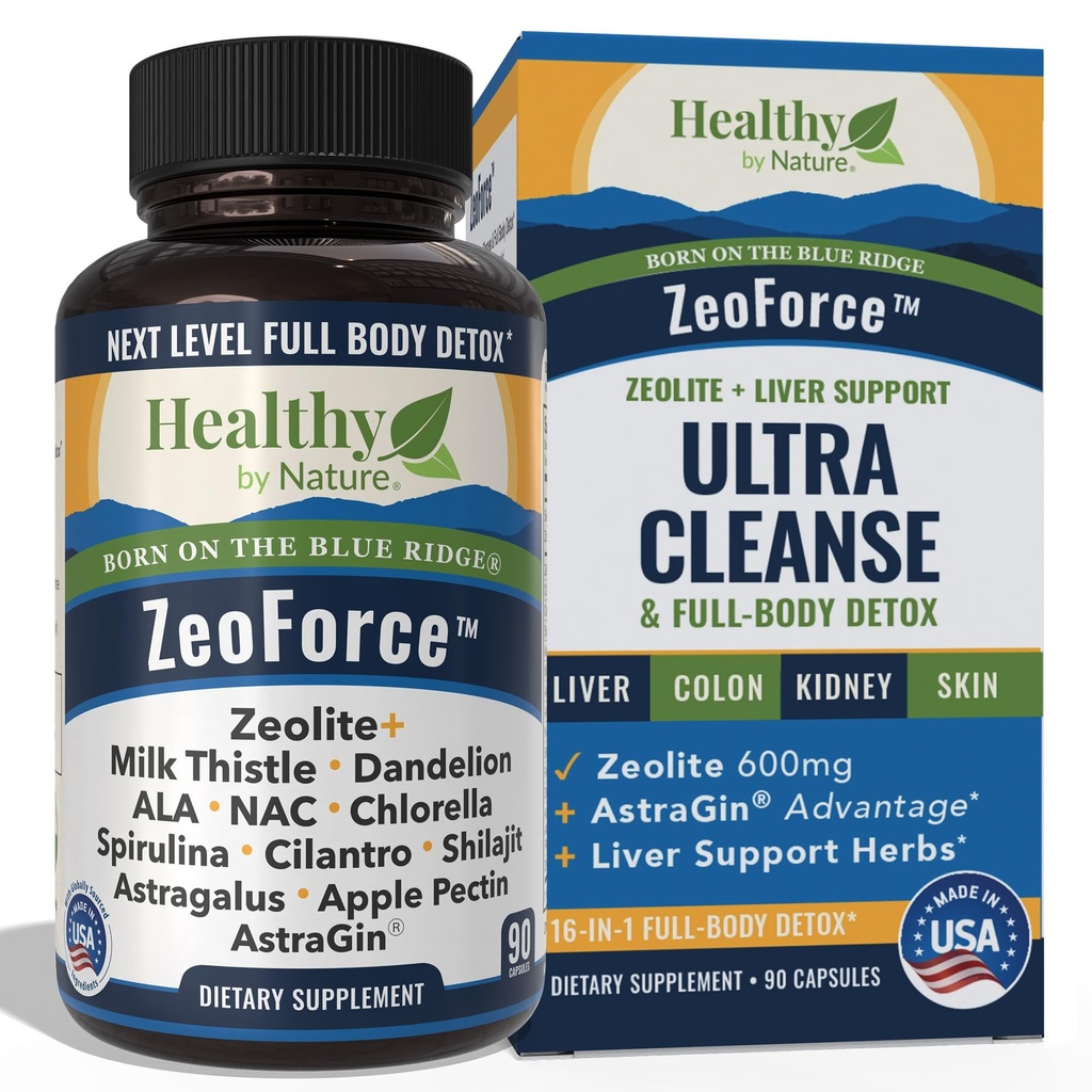 Zeolite + Liver Ultra Cleanse | Complete Cycle Detox + Binder Support for Adults | Milk Thistle NAC Chlorella Cilantro Spirulina Shilajit | Promotes Energy, Digestive Health, Well-Being (90 Capsules)