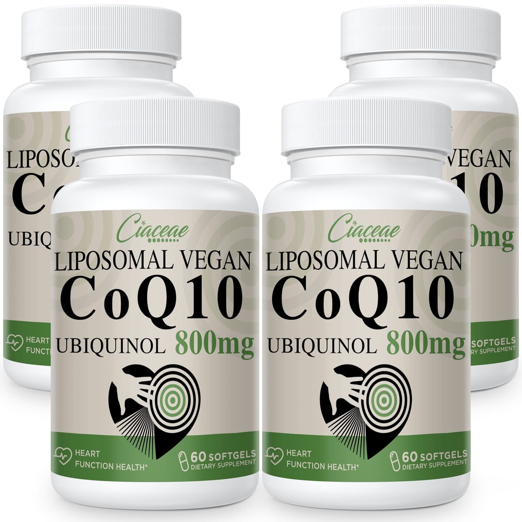 Liposomal CoQ10 800mg Ubiquinol Softgel, Max Απορρόφηση Ubiquinol Coenzyme Q10, Ubiquinol CoQ10 συμπλήρωμα για αντιοξειδωτικό, λειτουργία καρδιάς & παραγωγή ενέργειας, Pure CoQ10 800mg, 240 Vegan Softgels