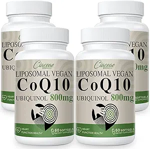 Liposomal CoQ10 800mg Ubiquinol Softgel, Max Απορρόφηση Ubiquinol Coenzyme Q10, Ubiquinol CoQ10 συμπλήρωμα για αντιοξειδωτικό, λειτουργία καρδιάς & παραγωγή ενέργειας, Pure CoQ10 800mg, 240 Vegan Softgels