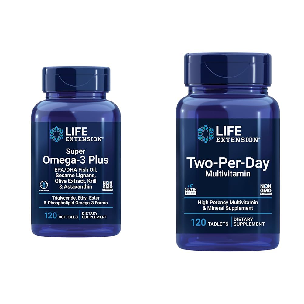 Επέκταση ζωής Super Omega-3 Plus EPA/DHA Fish Oil, Sesame Lignans & Δύο-Per-Day High Potency Multi-Vitamin & Mineral Συμπλήρωμα