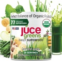 Terra Kai Organics JUCE Green Superfood Powder, Organic Fruits and Veggies Supplement W/ 77 Superfoods Plus Prebiotic Probiotic Blend, Συγκομιδή Apple Flavor - 20 Μερίδες (250 g)