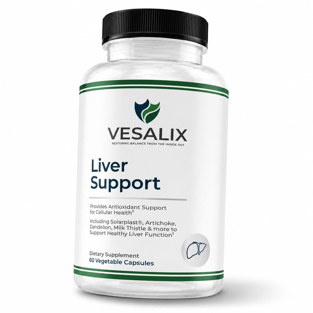 Liver Support – Solarplast® + Milk Thistle, Artichoke & Dandelion | Adults 40+ | Digestive Enzymes | Made in USA | 60 Veg Caps