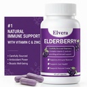 ELVERA Elderberry Gut Support | 1200mg Elderberry Extract, Vitamin C, Zinc | Daily Immune & Gut Support | Vegan, Non-GMO | 60 Capsules