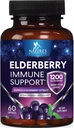 European Elderberry Fruit Extract 1200mg Per Serving Capsules - Sambucus Immune Support with Concentrated Sambucus Black Elderberry Extract, Antioxidant Vitamin Supplement, USA Bottled - 60 Capsules