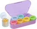 NatureTouch Weekly Pill Organizer, BPA Free Medicine Organizer Rainbow 7 Day Pill Box, Daily Portable Pill Container for Pills/Vitamin/Fish Oil/Συμπληρώματα [τελευταία έκδοση],Purple