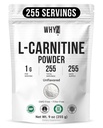 L-Carnitine Powder Unflavored Carnitine Supplement Amino Acid Powder for Nutrition and Active Lifestyle Non-GMO, Zero-Additives & Gluten Free, 255g (9 oz)