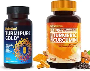 BioEmblem Turmeric Curcumin Supplement με BioPerine Turmeric Curcumin με κλινικά Σπουδασμένη TurmiPure