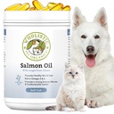 Wholistic Pet Organics Wild Alaskan Salmon Oil for Dogs and Cats - Omega 3 Fish Oil for Dogs & Cats - Cat & Dog Skin and Coat Supplement, Heart and Joint Health - DHA, EPA Omega 3 6 9-100 Soft Gels