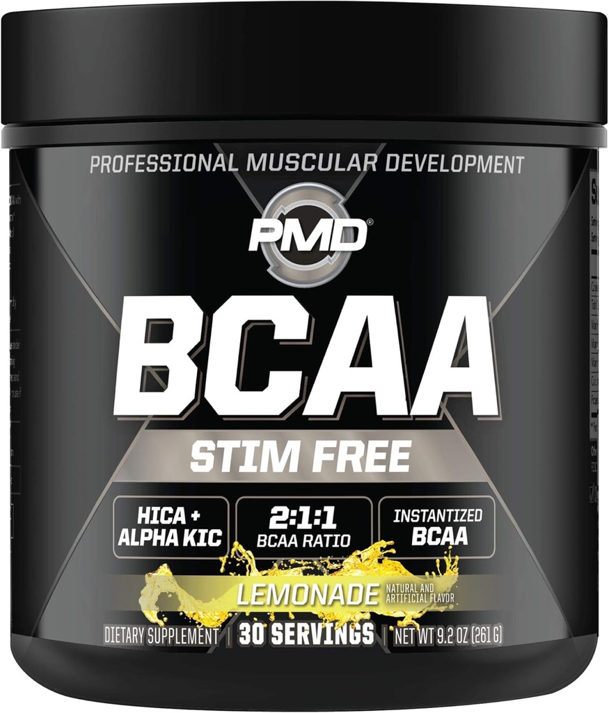PMD Sports BCAA Sim-Free Αμινοξέα - Καλύτερη απόδοση προπόνησης, βελτιωμένη ανάκτηση, καθημερινή ενέργεια, μυών BCAA Sparing και μυών - BCAA Powder Drink Mix - Λεμονάδα (30 υπηρεσίες)