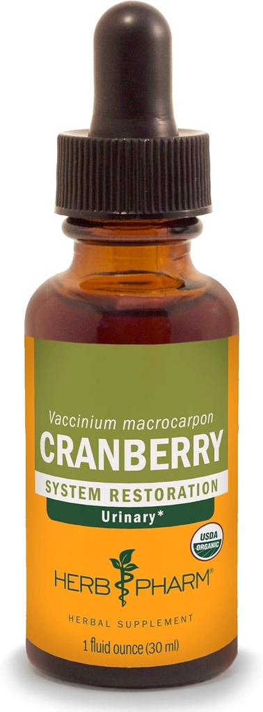 Βότανο Pharm Certified Organic Cranberry Liquid Extract for Urinary Tract Support - 1 ουγγιά