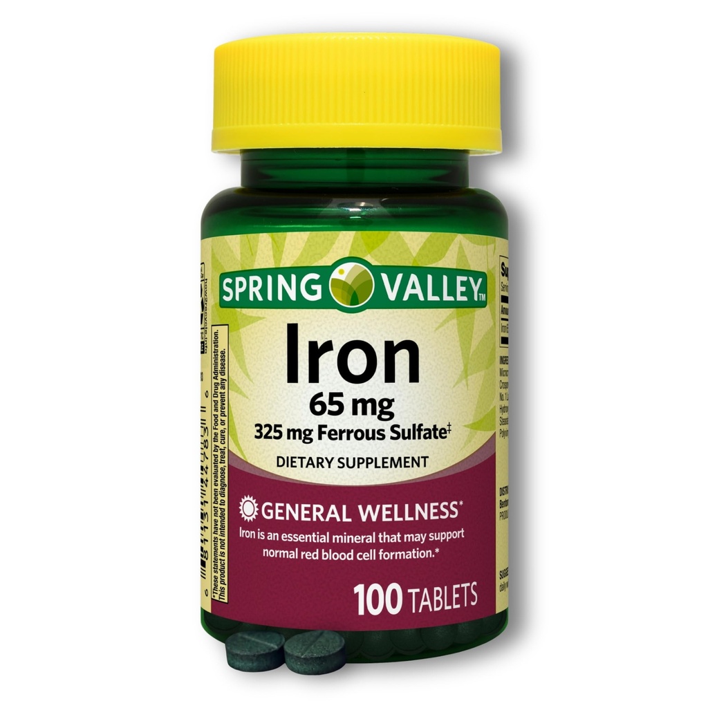 Iron 65mg Ferrous Sulfate- Tablets, 100ct (Pack of 1)