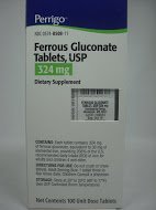 Ferrous Gluconate Tablets 324mg. 100 Tablets, Blister Packs