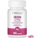 Inner Brightness Iron Supplement, Iron 27mg Iron Supplement for Women, 100 Tablets, 100 Day Supply, Daily for Adults, Red Blood Cell Support, Gentle on Stomach