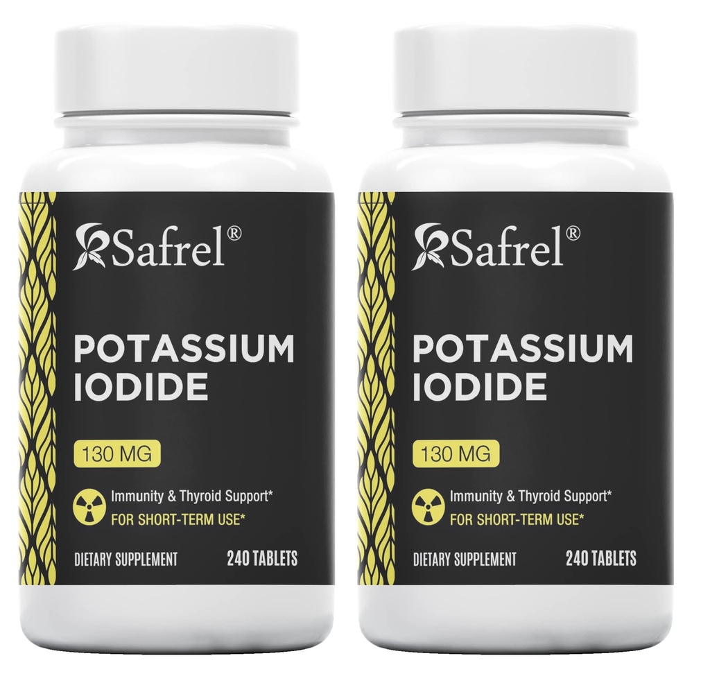 Safrel Potassium Iodide 130 mg, 240 Tablets | Made in USA | Non-GMO Verified | Ki Pills Potassium Iodine Tablets - (240 Count (Pack of 2)