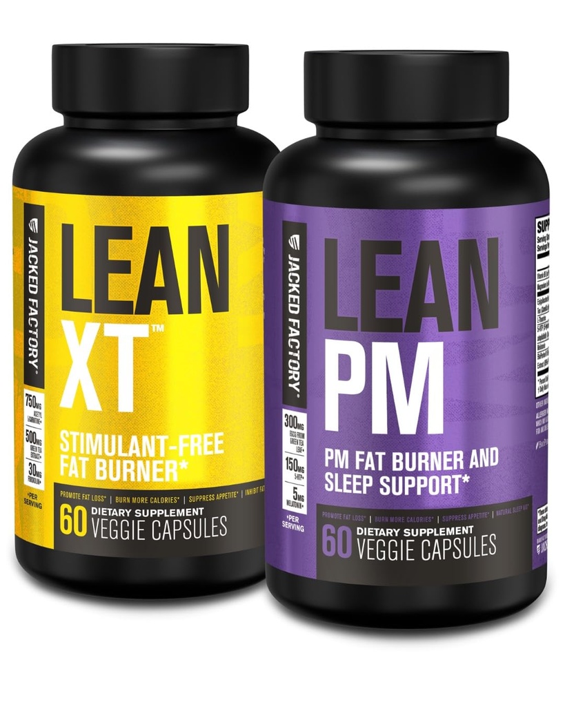 Jacked Factory Non-Stim AM/PM Weight Loss Bundle | Lean XT & Lean PM (30 Day Supply)