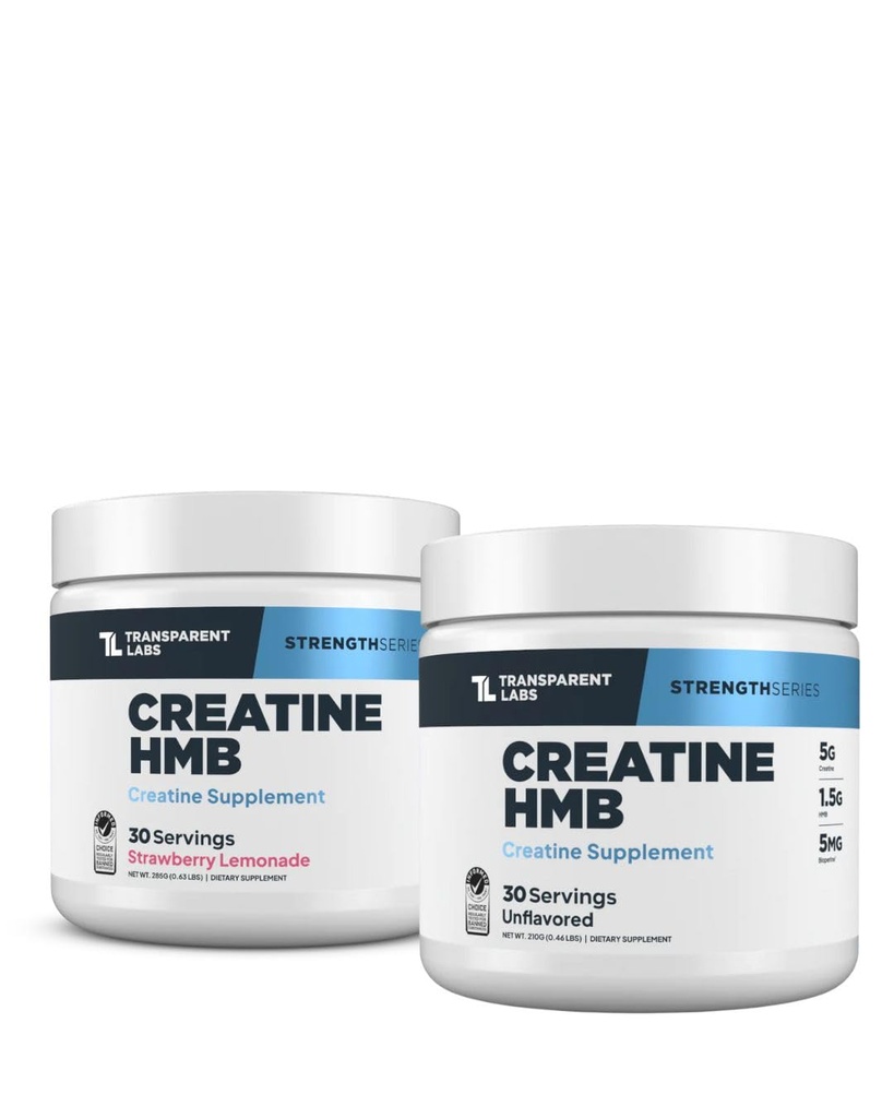 Transparent Labs Creatine HMB (30 Servings, Strawberry Lemonade) & Creatine HMB Unflavored (30 Servings, Unflavored)