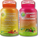 Antioxidant & Immunity Support Bundle - Liposomal Vitamin C 1500mg με Organic Acerola Cherry & Camu Camu + Γυναικεία Καθημερινή Πολυβιταμίνη με Σιδήρο, Υπερτροφές, Προβιοτικά & Ένζυμα – Vegan, Μη ΓΤΟ