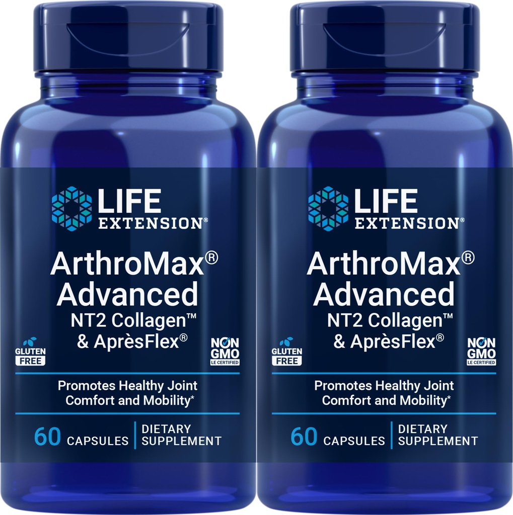 Life Extension ArthroMax Advanced with NT2 Collagen & ApresFlex, 60 Capsules (Pack of 2)