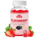 Elderberry Immune Gummies, Daily Immune Support for Adults, with Vitamin C, Vitamin D3, Zinc, Gluten Free, Vegetarian, Strawberry Flavor,60 Gummies