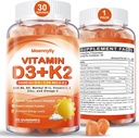 Βιταμίνη D3 K2 Gummies για Ενήλικες - Βιταμίνη D3 5000IU + K2 (MK-7) 120mcg - Χωρίς ζάχαρη D3 και K2 συμπληρώματα με Omega-3, Methyl B12, B9, B6, Βιταμίνες Ε & Ψευδάργυρο - για Ασβέστιο Απορρόφηση & Ανοσοποιητική Υγεία