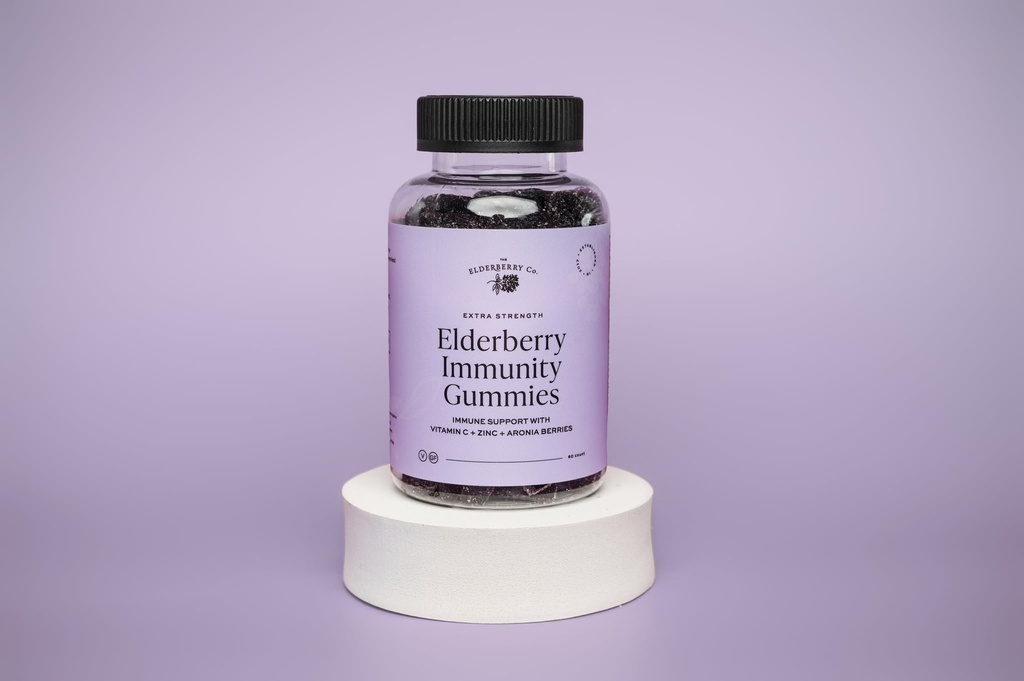 The Elderberry Co. Extra Strength Elderberry Gummies with Vitamins C, D,E and Zinc for All-Natural Immune Support, No Artificial Ingredients (90 Count)