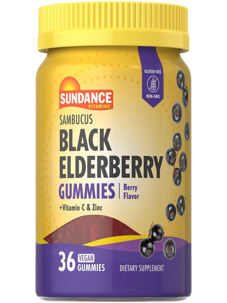 Sundance Elderberry Gummies for Adults | with Zinc & Vitamin C | Berry Flavor | Vegan, Non-GMO, and Gluten Free Supplement