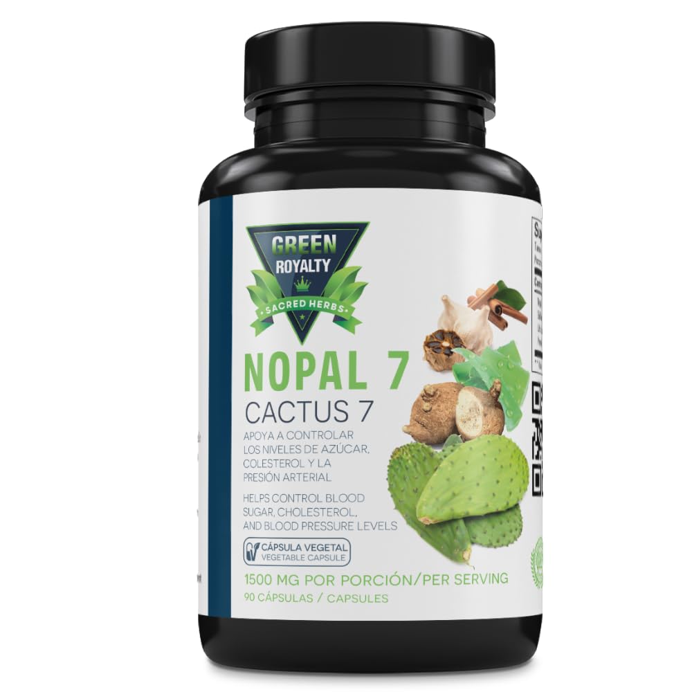 Nopal 7 Cactus Capsules – Herbal Blend with Aloe Vera, Cinnamon, Black Garlic & More – 1500mg per Serving – 90 Vegetable Capsules – Caffeine-Free, Sugar-Free