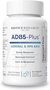 Biotics Research ADB5-Plus Support Healthy Adrenal Gland Function, Support Cortisol Levels, Positive Response to Stress, Healthy Energy Levels 90 Tablets